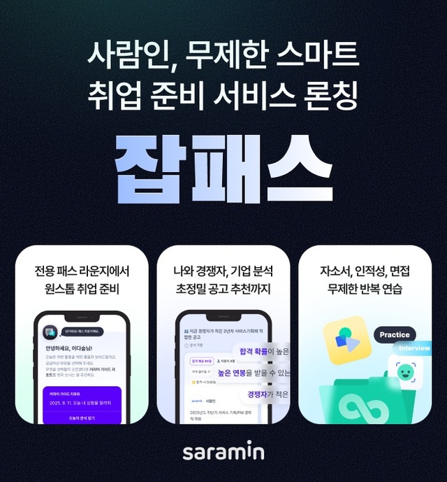 <b>사람인</b>, 무제한 스마트 취업 준비 서비스 ‘<b>잡패스</b>’ 론칭