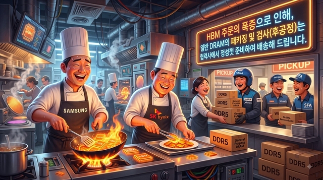 "HBM 굽느라 손 모자라요"... 후공정 일감 퍼주는 '삼전닉스' 주방장 - 뉴스 썸네일 이미지
